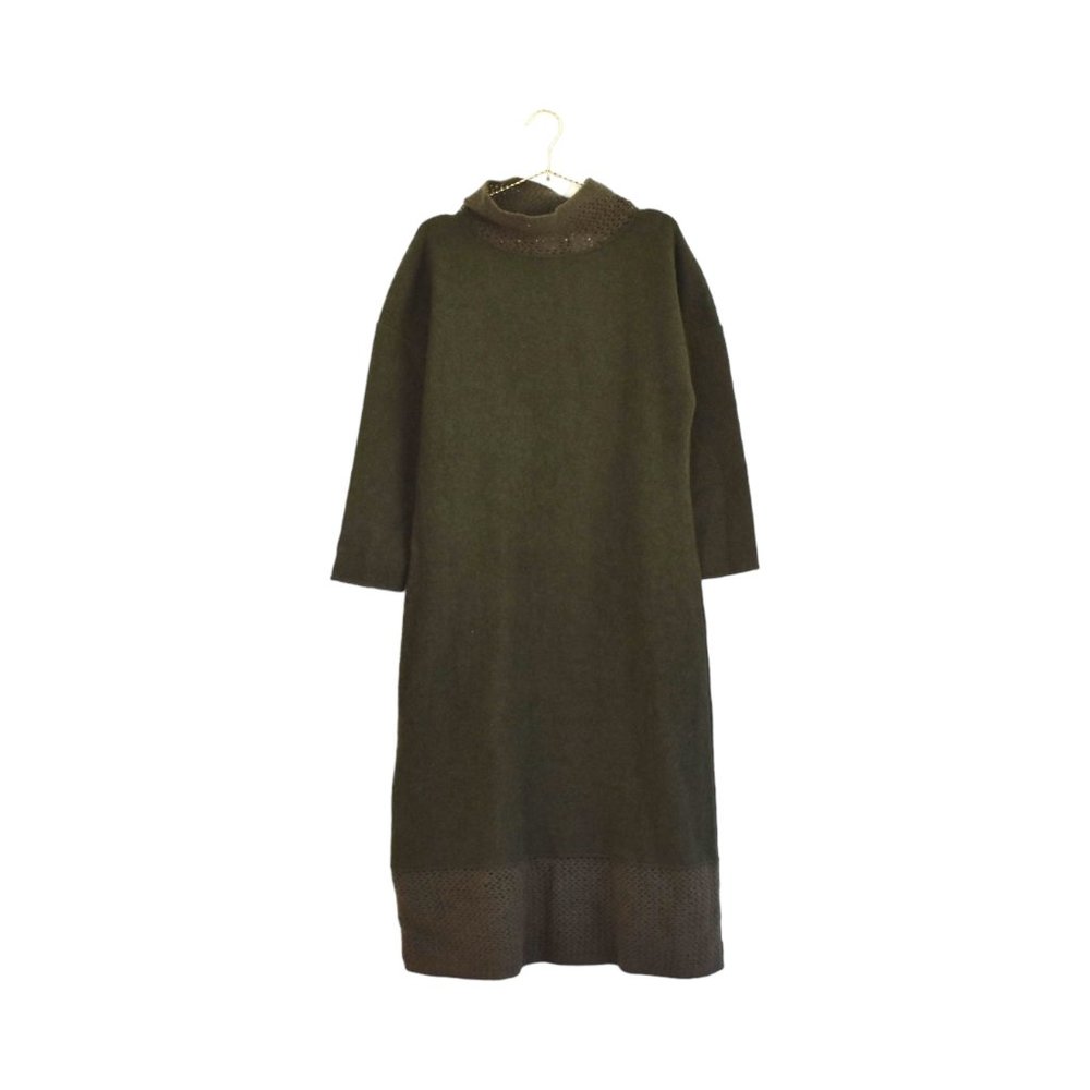 TSE Wool Angora Moss Green Knit Dress